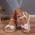 Women's Bow Platform Sandals – Elegant Summer Wedge Sandals with Ankle Strap