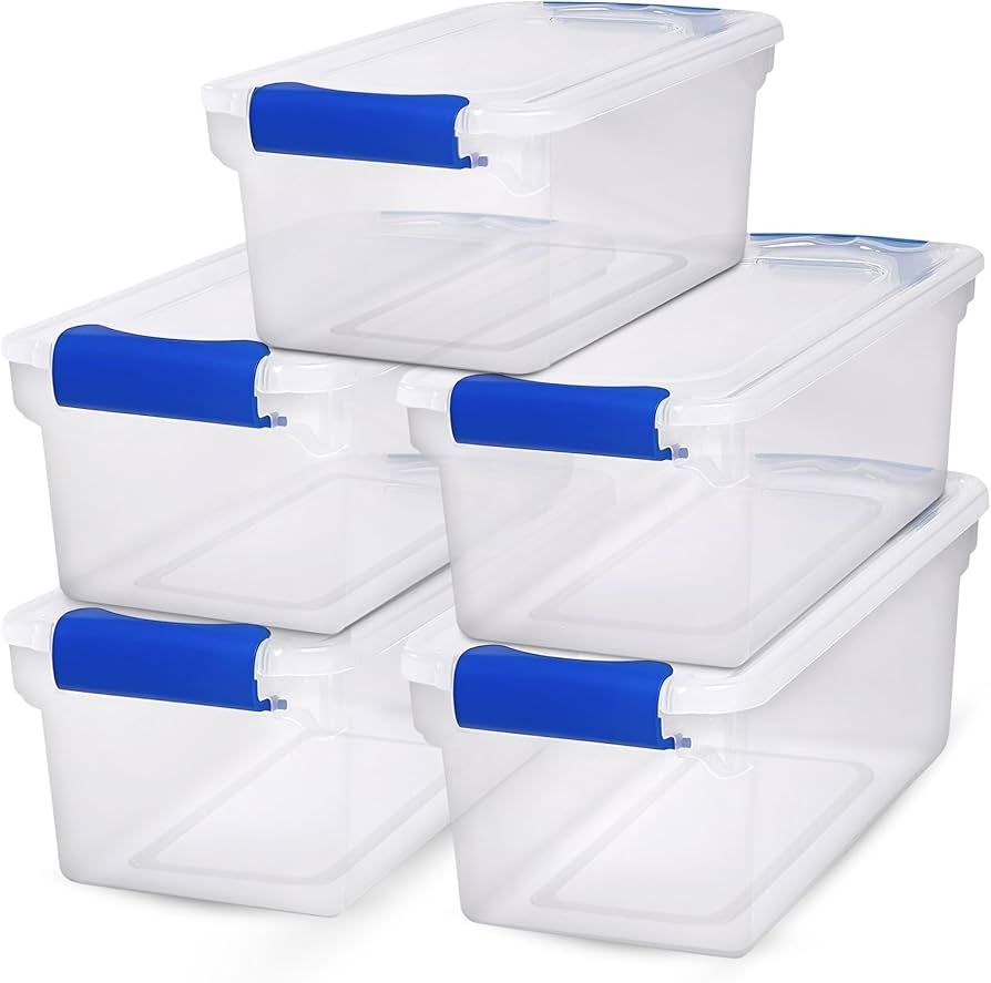 Clear Plastic Storage Boxes with Secure Lid – Stackable Home Organization Containers Set